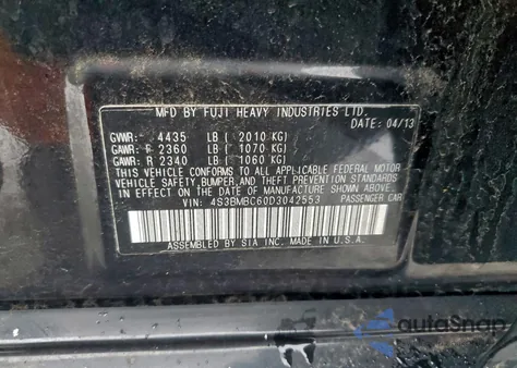 2013 Subaru Legacy 2.5I Premium z USA, uszkodzony, nr VIN 4S3BMBC60D3042553